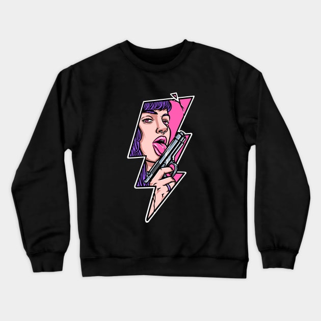 beautiful woman with a weapon Crewneck Sweatshirt by gunaone design